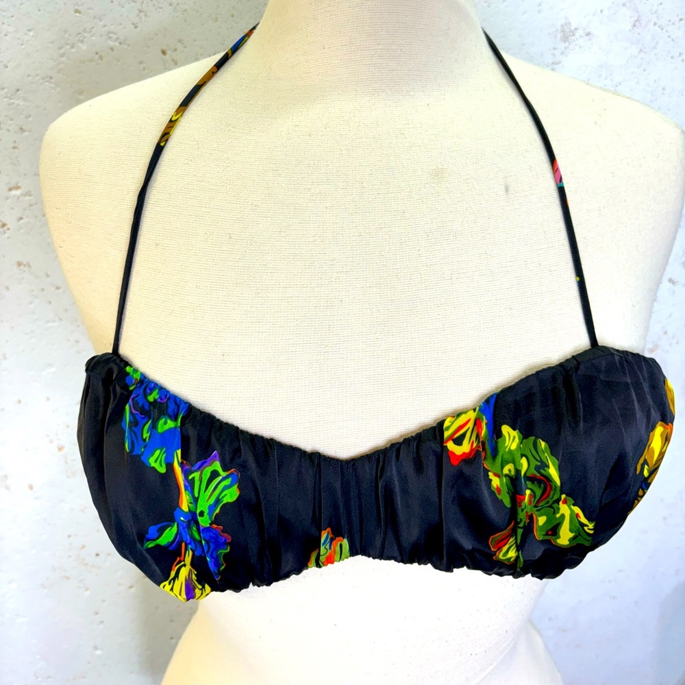 Nasty Gal Black Abstract Print Pleated Tube Top